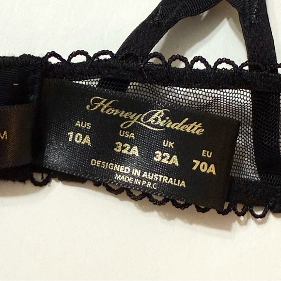 HONEY BIRDETTE RHONA BLACK FLORAL PRINT SHEER MESH PUSHUP BRA - Picture 9 of 13